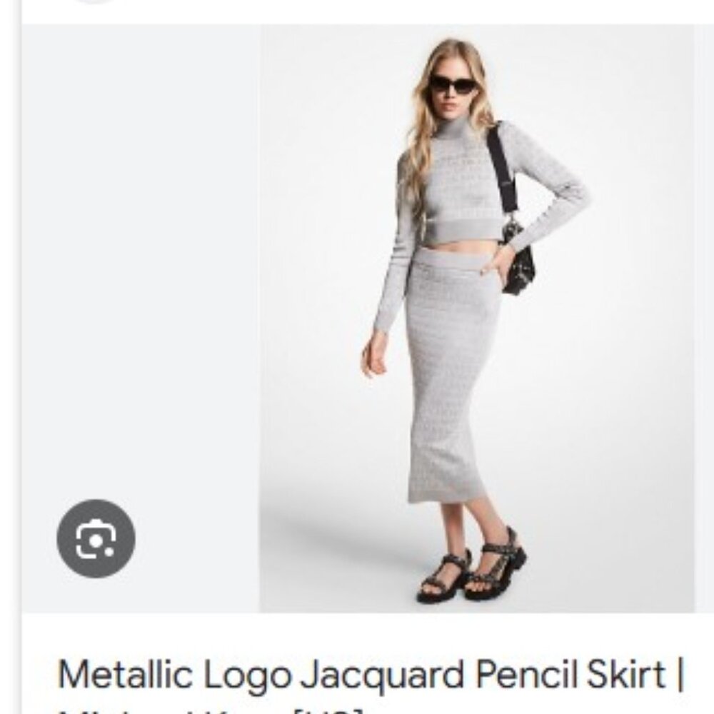 MIchael Kors Logo Jacquard Nickel Pencil Skirt NWT